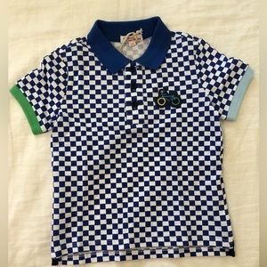 Du Pareil au meme, Blue checkered polo shirt, 4T